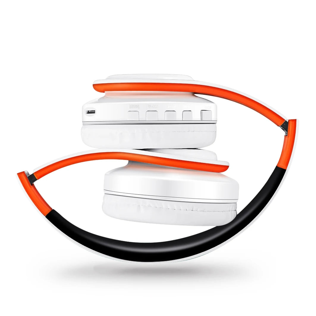 Stereo Wireless Headphones Bluetooth Headset with Mic SD Card Slot for Girls - Samsung Sport Style - 20 Hours Playtime White Orange Ab84e5c1406dc46cb8ffb625bc2e727a8B Amrit Store